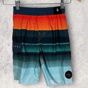 NWT RipCurl Board Shorts Lined Blue Orange Size 4 Swim Suit Boys Swimming Trunks